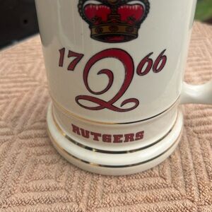 Ceramic Mug with Coaster - Cream and Red